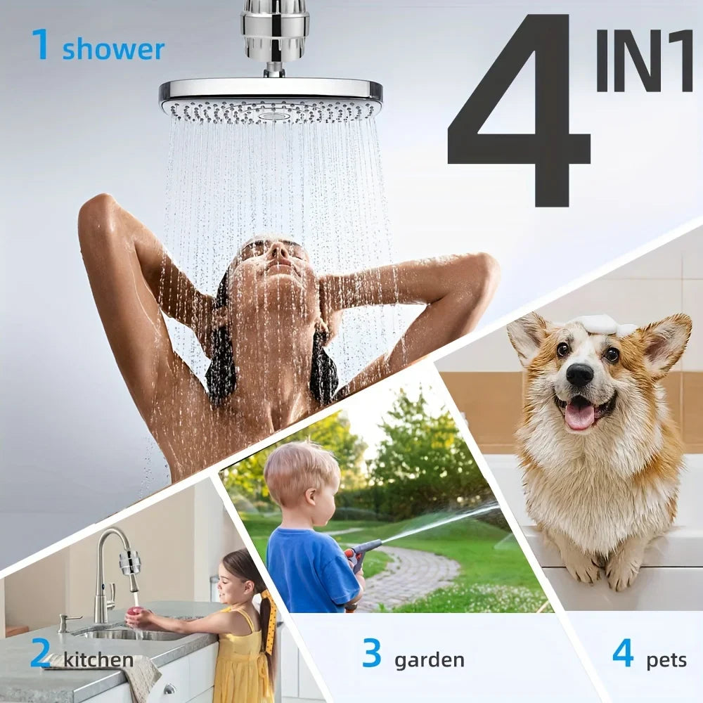 20 Stage Showerhead Filter, Shower Water Filter with 2 Replaceable Filter Cartridges，Shower Filter for Hard Water