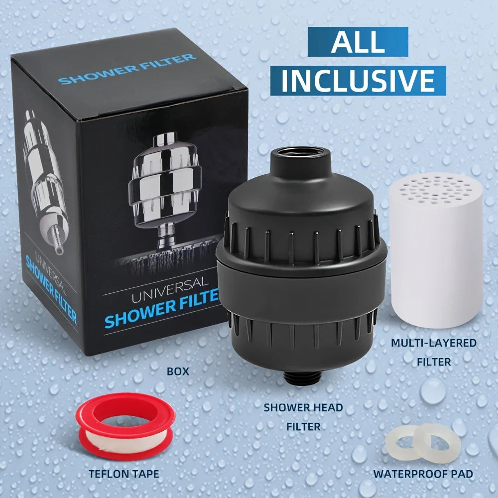 20 Stage Showerhead Filter, Shower Water Filter with 2 Replaceable Filter Cartridges，Shower Filter for Hard Water
