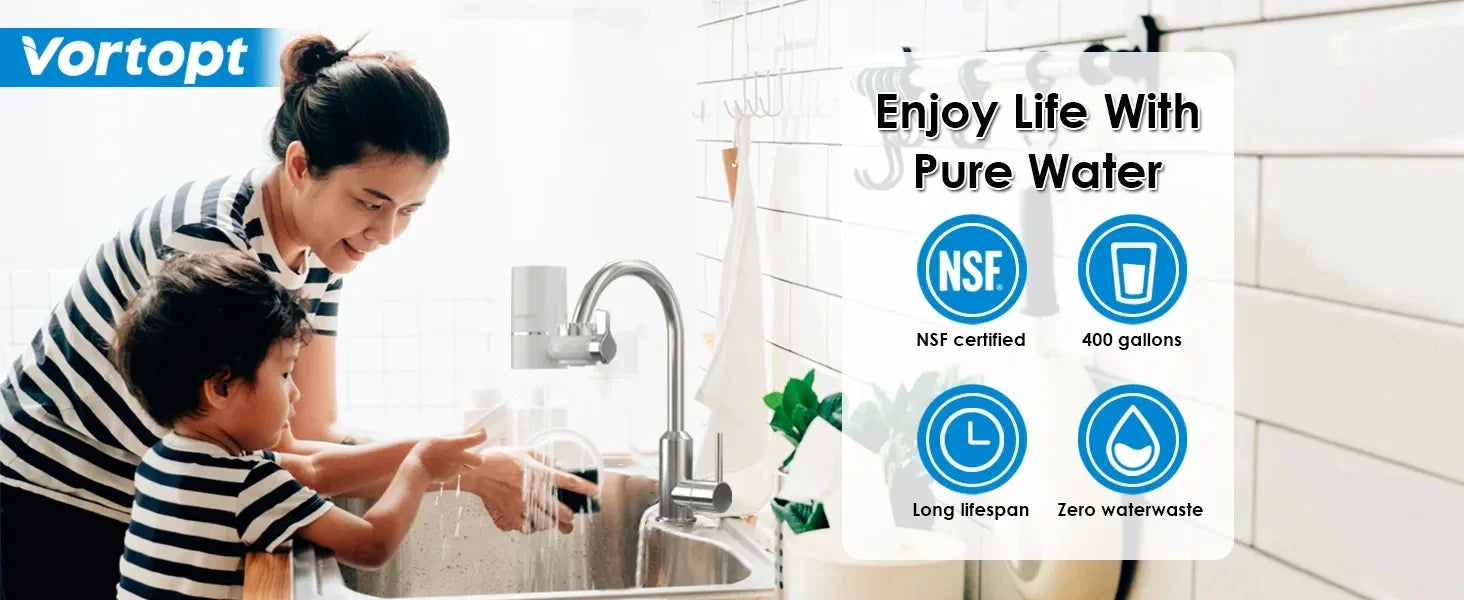 Vortopt Faucet Water Filter Purifier for Kitchen Home Filtro Drinking Filtration System 400 Gallons CEC Mount Tap 0.5 GPM 5stage