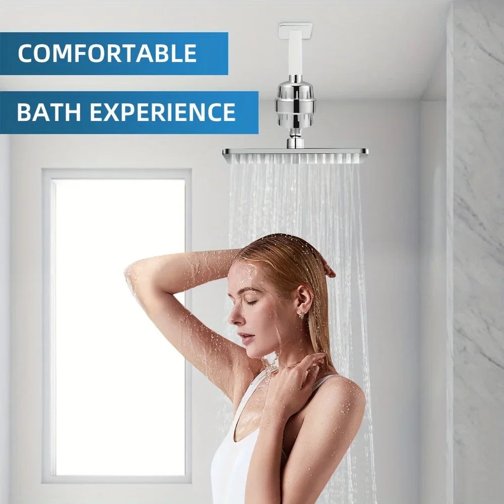 20 Stage Showerhead Filter, Shower Water Filter with 2 Replaceable Filter Cartridges，Shower Filter for Hard Water